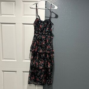 Lulu's Black and Pink Floral Dress